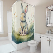 Rideaux De Douche Peinture aquarelle de lapin lapin (En situation)