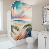 Rideaux De Douche Peinture aquarelle de plage (En situation)