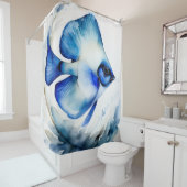 Rideaux De Douche Peinture aquarelle de poisson bleu (En situation)