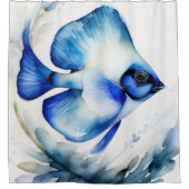 Rideaux De Douche Peinture aquarelle de poisson bleu (Devant)