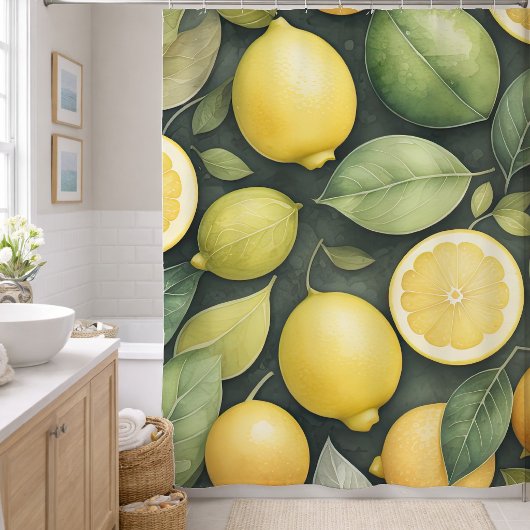 Rideaux De Douche Peinture aquarelle des citrons