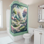 Rideaux De Douche Peinture aquarelle du paysage du jardin (En situation)