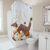 Rideaux De Douche Peinture blanche fissurée, voiture rouillée. (En situation)