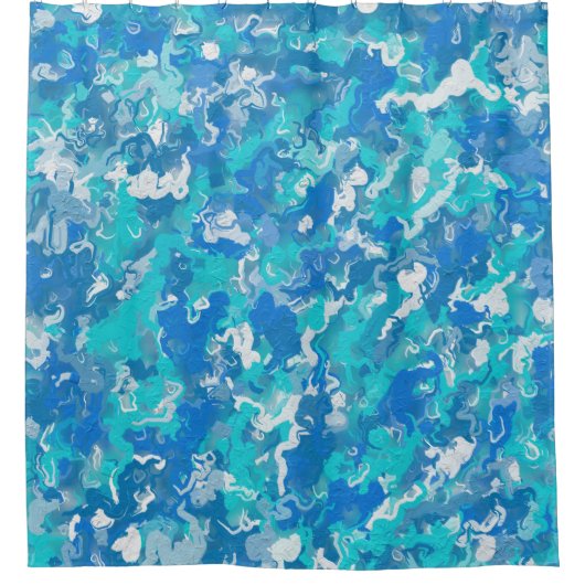 Rideaux De Douche Peinture bleu classique et turquoise (Devant)