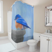 Rideaux De Douche Peinture Bluebird - Art original pour oiseaux (En situation)