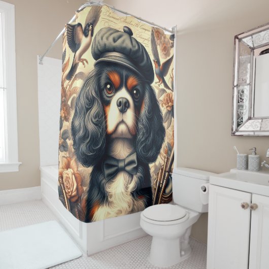 Rideaux De Douche Peinture Cavalier King Charles Spaniel (En situation)