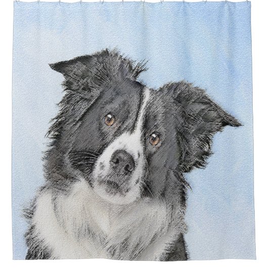 Rideaux De Douche Peinture Collie Bordure - Joli art original chien (Devant)