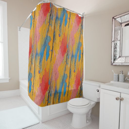 Rideaux De Douche Peinture colorée (En situation)