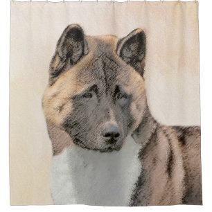 Rideaux De Douche Peinture d'Akita - Beau art original de chien