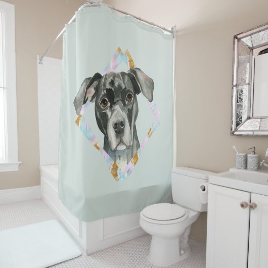 Rideaux De Douche Peinture d'aquarelle de chien de pitbull de (En situation)