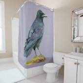 Rideaux De Douche Peinture d'aquarelle de corneille (En situation)