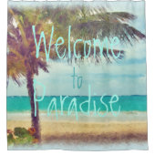 Rideaux De Douche Peinture d'aquarelle de palmier de plage d'océan (Devant)