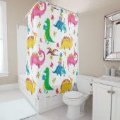 Rideaux De Douche Peinture d'aquarelle motif transparent avec dinosa (En situation)