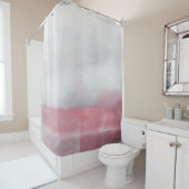 Rideaux De Douche Peinture d'art Abstrait rose et gris. Art moderne (En situation)