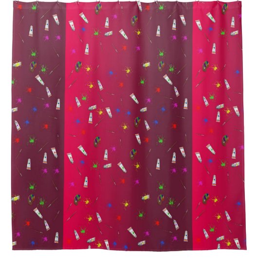 Rideaux De Douche Peinture d'artiste et pinceau d'art Motif en bande (Devant)