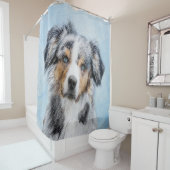Rideaux De Douche Peinture de berger américaine miniature - Chien Ar (En situation)