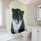 Rideaux De Douche Peinture de chat Tuxedo - Cute Original Cat Art (En situation)