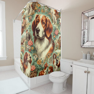 Rideaux De Douche Peinture de chien breton vintage