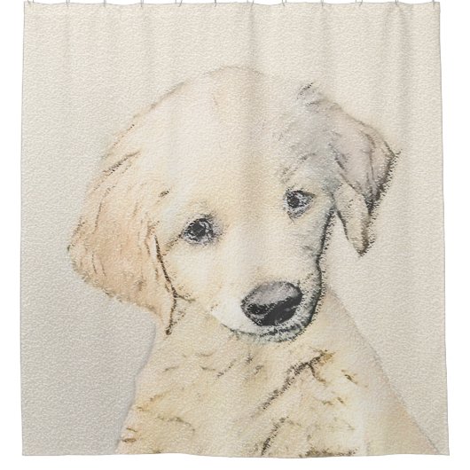 Rideaux De Douche Peinture de chiot d'or Retriever - Art de chien or (Devant)