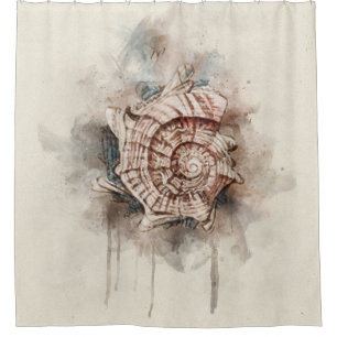 Rideaux De Douche Peinture de coquillages tropicaux sur la plage côt