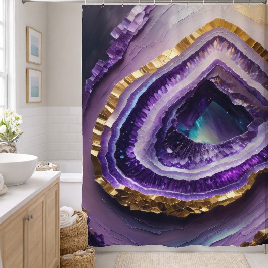 Rideaux De Douche Peinture de géode de gemme violette