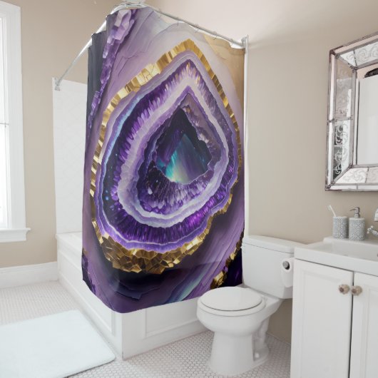 Rideaux De Douche Peinture de la Géode de pierre violette (En situation)