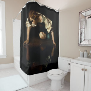 Rideaux De Douche Peinture de Narcisse inspirée par Caravage