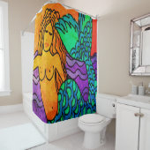 Rideaux De Douche Peinture de sirènes Abstraites funky (En situation)