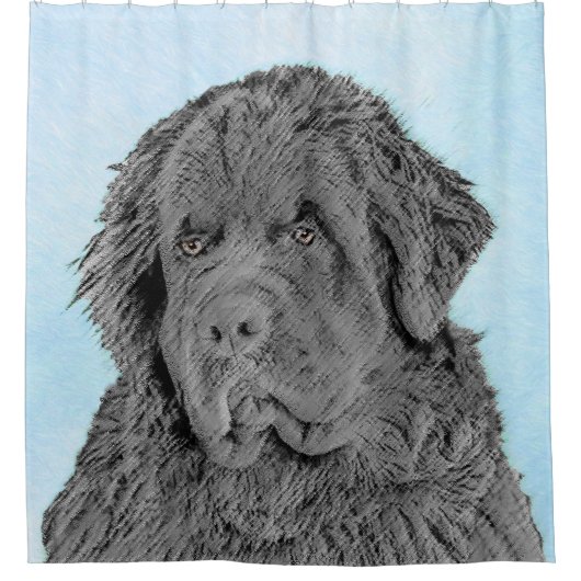 Rideaux De Douche Peinture de Terre-Neuve - Cute Original Chien Art (Devant)