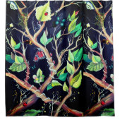 Rideaux De Douche Peinture feuille et papillons (Devant)