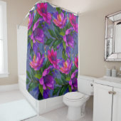 Rideaux De Douche Peinture Fleurs tropicales Couleurs vives (En situation)