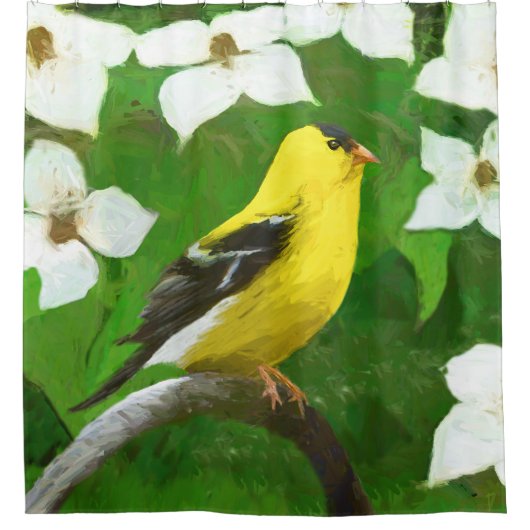 Rideaux De Douche Peinture Goldfinch - Cute Original Chien Art (Devant)