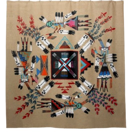 Rideaux De Douche Peinture indienne de sable (Devant)