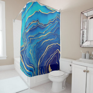 Rideaux De Douche Peinture Liquide Bleu et Or Liquide Coque-Mate iPh