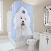 Rideaux De Douche Peinture maltaise - Joli art original pour chien (En situation)