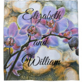 Rideaux De Douche Peinture moderne d'une orchidée violette rose (Devant)