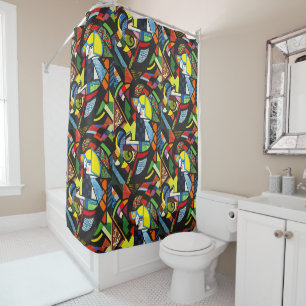 Rideaux De Douche Peinture Moderniste Géométrique Colorée Abstraite