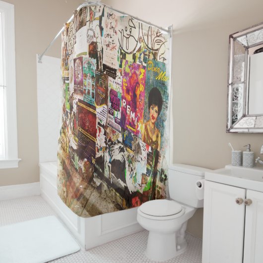 Rideaux De Douche Peinture murale, babillards, marché de place de (En situation)