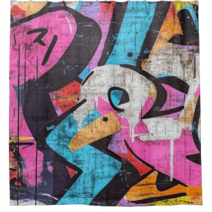 Rideaux De Douche Peinture Murale de Rue avec Coulures Superposées &