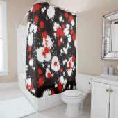 Rideaux De Douche Peinture noire, blanche et rouge (En situation)