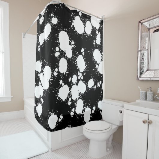 Rideaux De Douche Peinture noire et blanche (En situation)