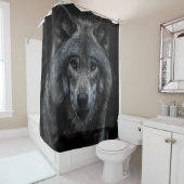 RIDEAUX DE DOUCHE PEINTURE NOIRE ET BROWN EN LOLLIER (En situation)