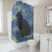 Rideaux De Douche Peinture numérique Chat Shambhala à Vincent Van Go (En situation)