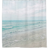 Rideaux De Douche Peinture Ocean Waves Aqua Aquarelle bleu clair (Devant)