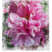 Rideaux De Douche *~* Peinture originale Peine rose Fleur florale AR (Devant)
