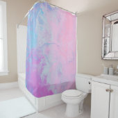 RIDEAUX DE DOUCHE PEINTURE PASTEL ET BLEU (En situation)