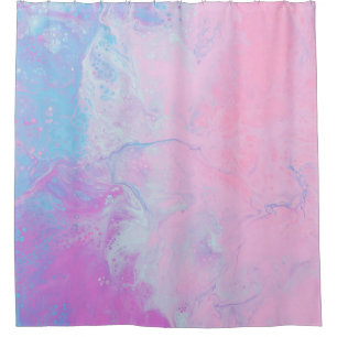 RIDEAUX DE DOUCHE PEINTURE PASTEL ET BLEU