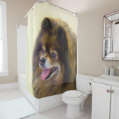 Rideaux De Douche Peinture Poméranienne Noir et Tan Art Chien origin (En situation)