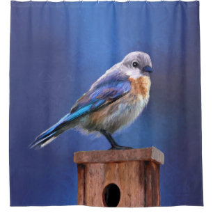 Rideaux De Douche Peinture pour oiseaux bleus (femelle) - Art origin