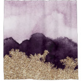 Rideaux De Douche Peinture pourpre et or d'aquarelle déchirés (Devant)